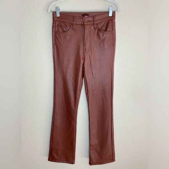 NWT Mother The Pixie Dazzler Brown Pants Faux Leather High Rise Size 25 - Picture 7 of 13